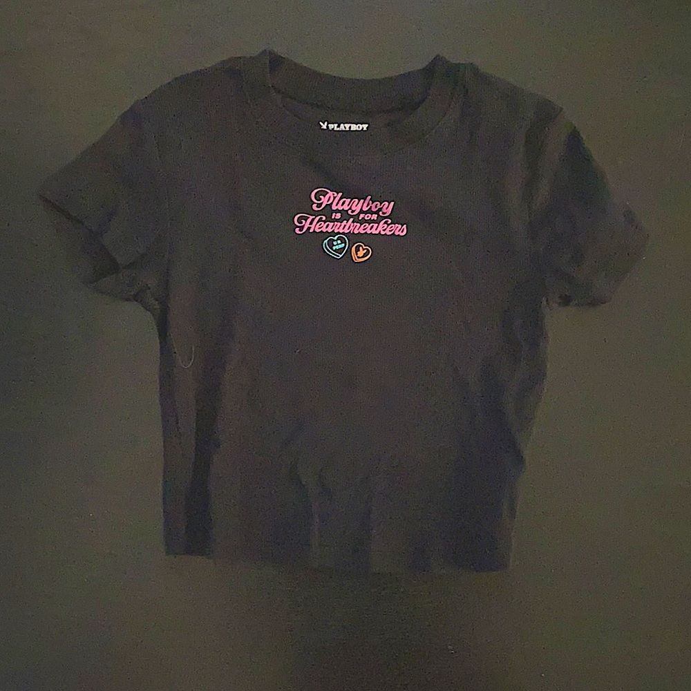 playboy is for heartbreakers valentine’s day crop top. Worn once